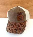 Leather Bill Hat w Custom Patch