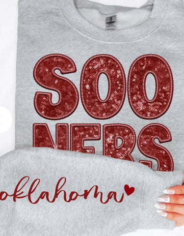 Sooners/Oklahoma Sequin w Sleeve