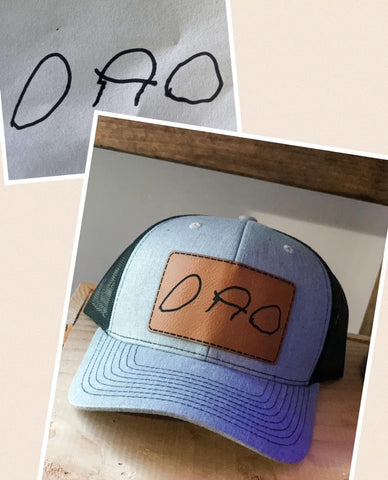 Handwriting Leather Patch Hat