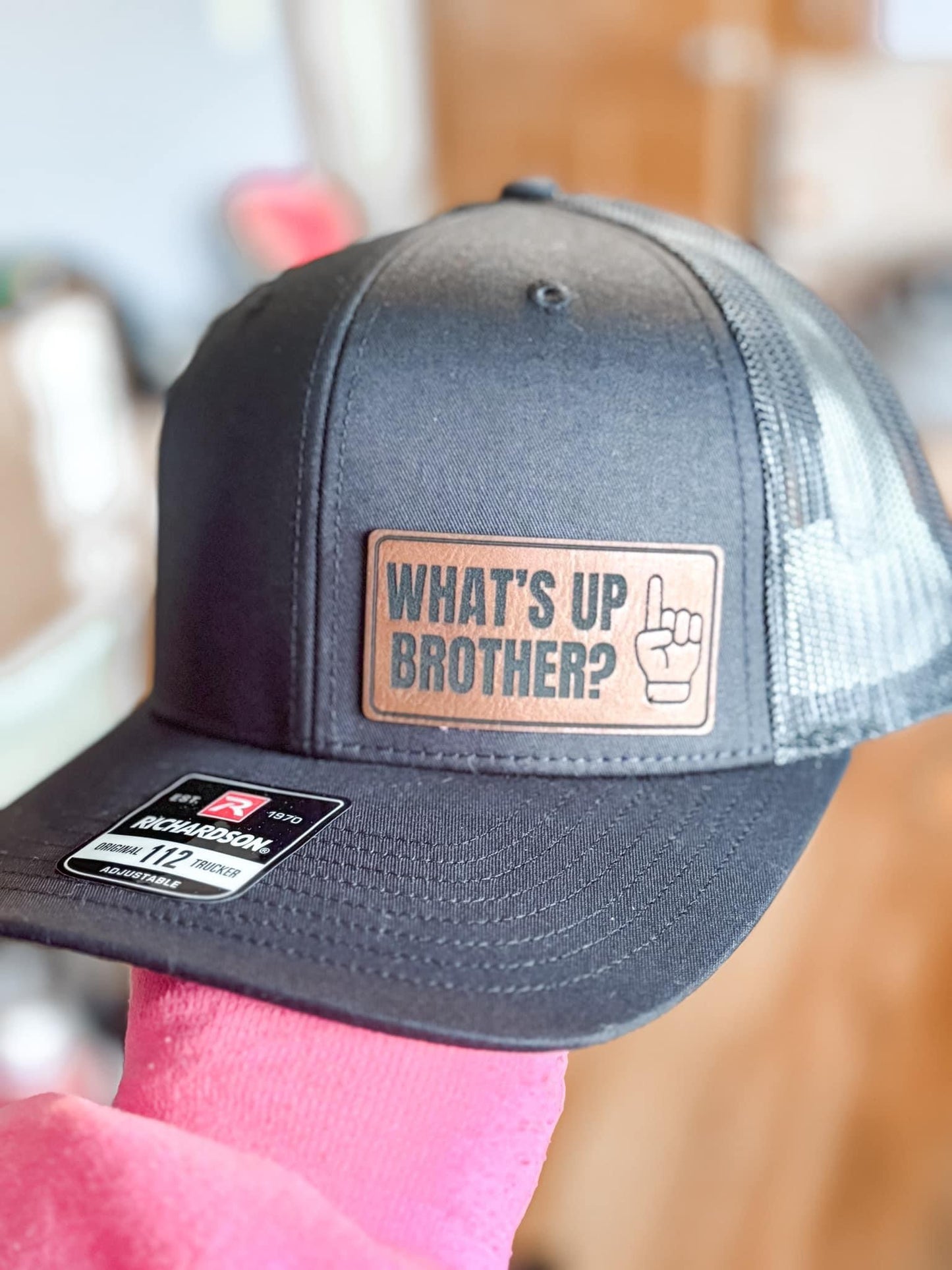 What's Up Brother Leather Patch Hat
